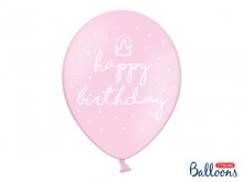 Balionai su užrašu "Happy birthday", rožinis (30cm)